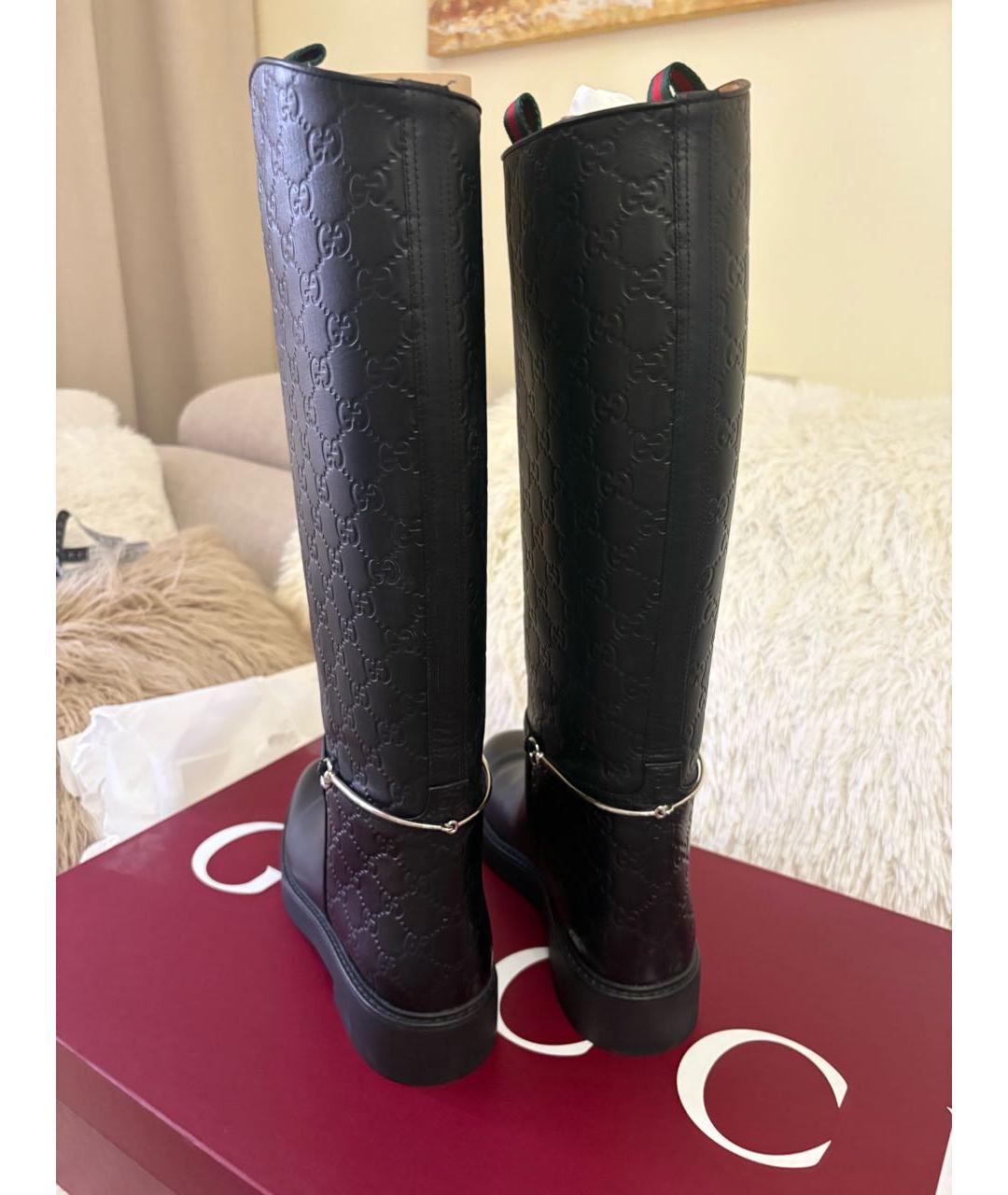 GUCCI Черные кожаные сапоги, фото 4