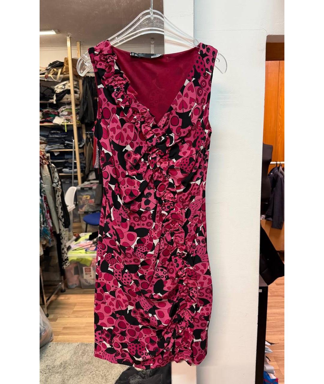 LOVE MOSCHINO Красное шелковое повседневное платье, фото 4