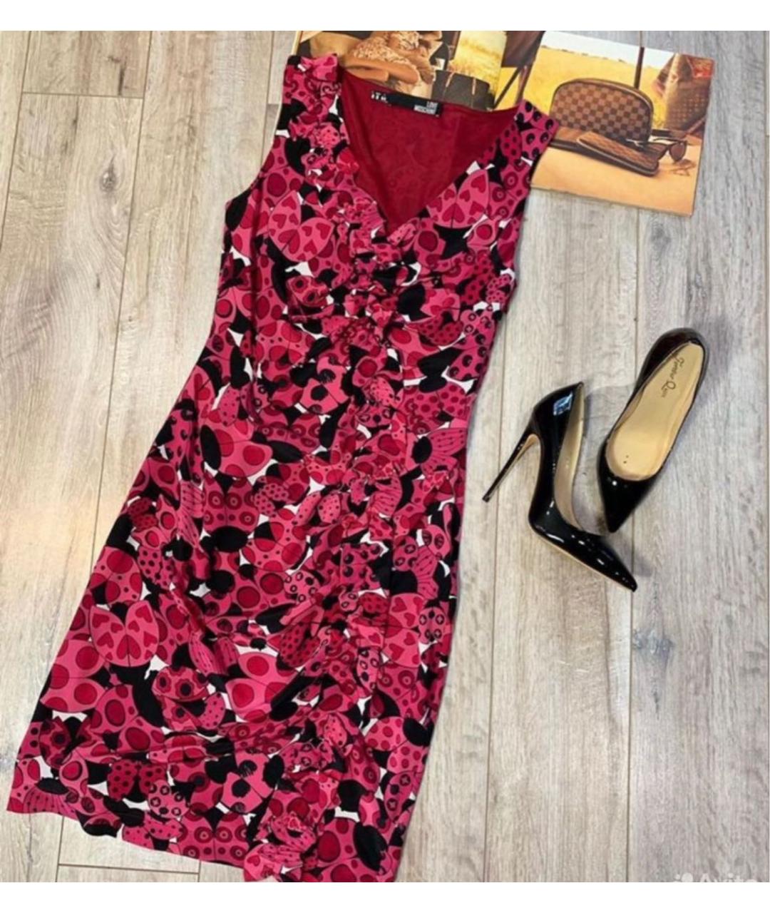 LOVE MOSCHINO Красное шелковое повседневное платье, фото 5