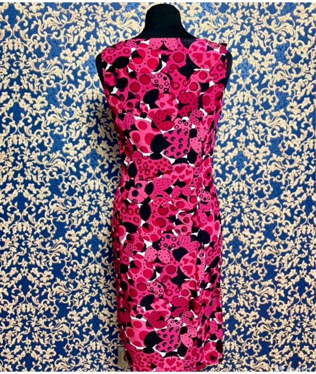 LOVE MOSCHINO Красное шелковое повседневное платье, фото 2