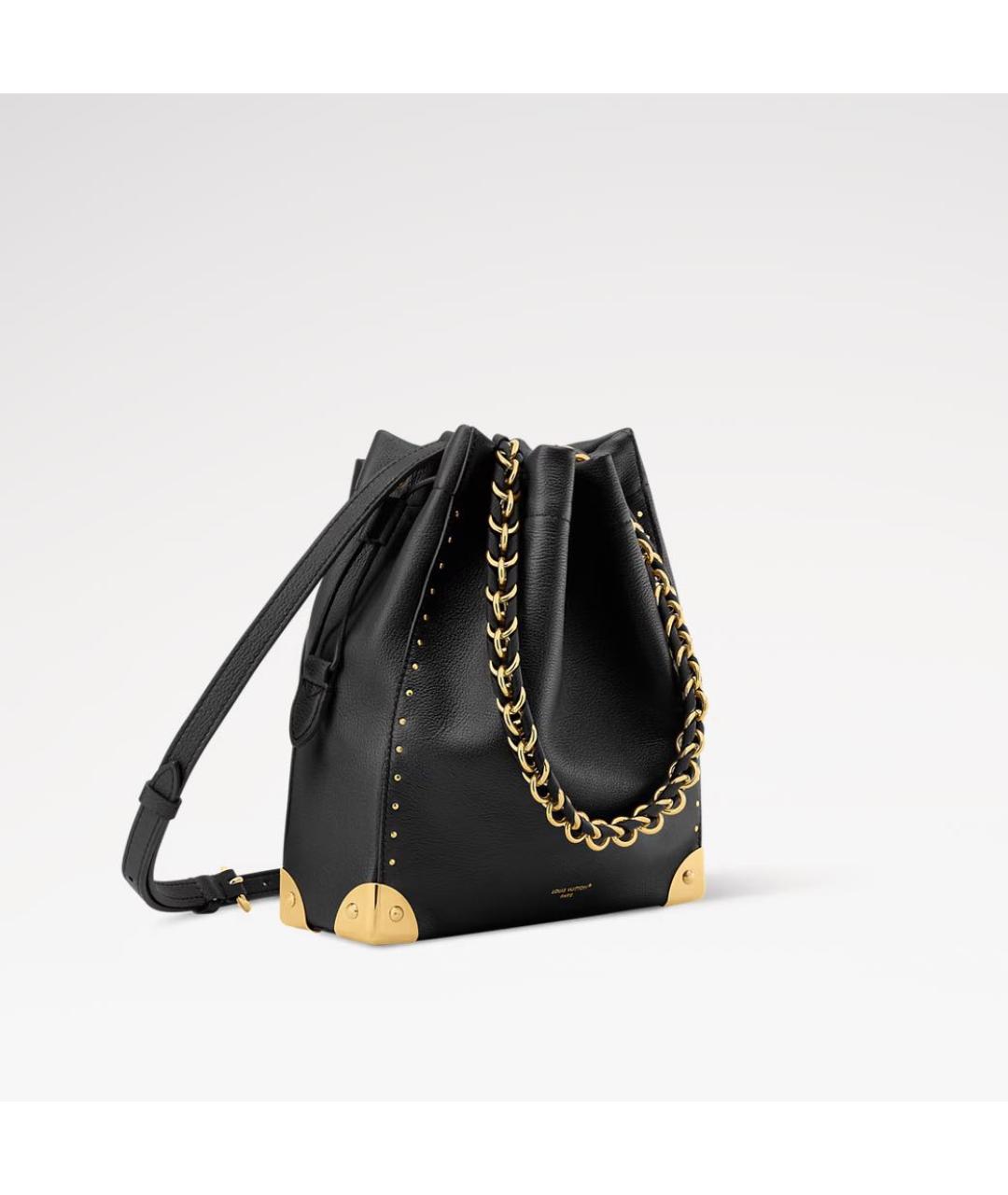 LOUIS VUITTON Черная кожаная сумка тоут, фото 2