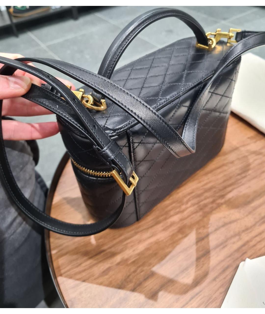 SAINT LAURENT Черная кожаная сумка с короткими ручками, фото 7