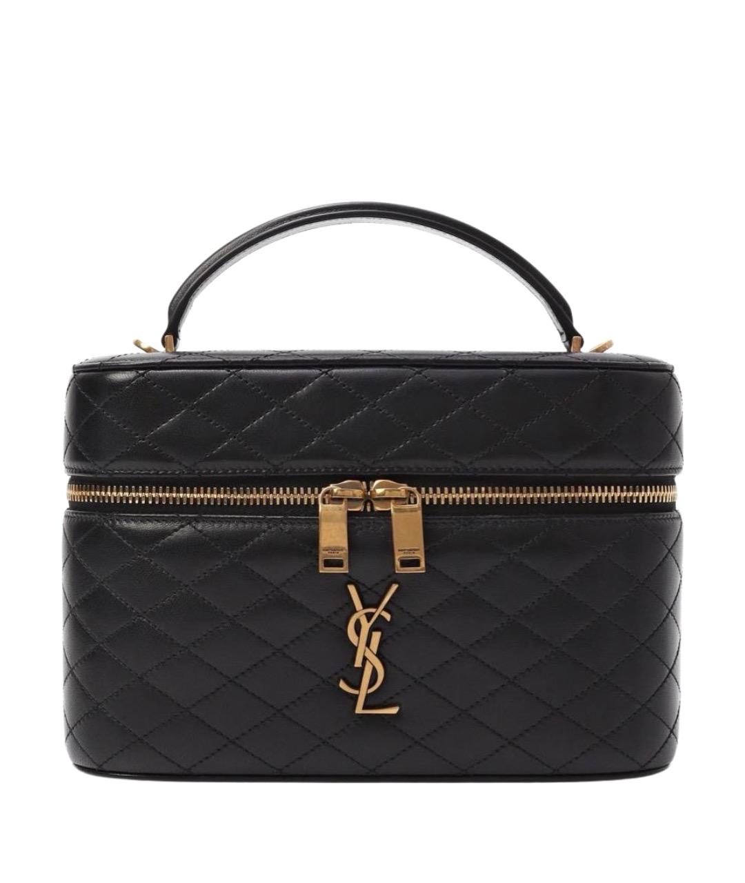 SAINT LAURENT Черная кожаная сумка с короткими ручками, фото 1