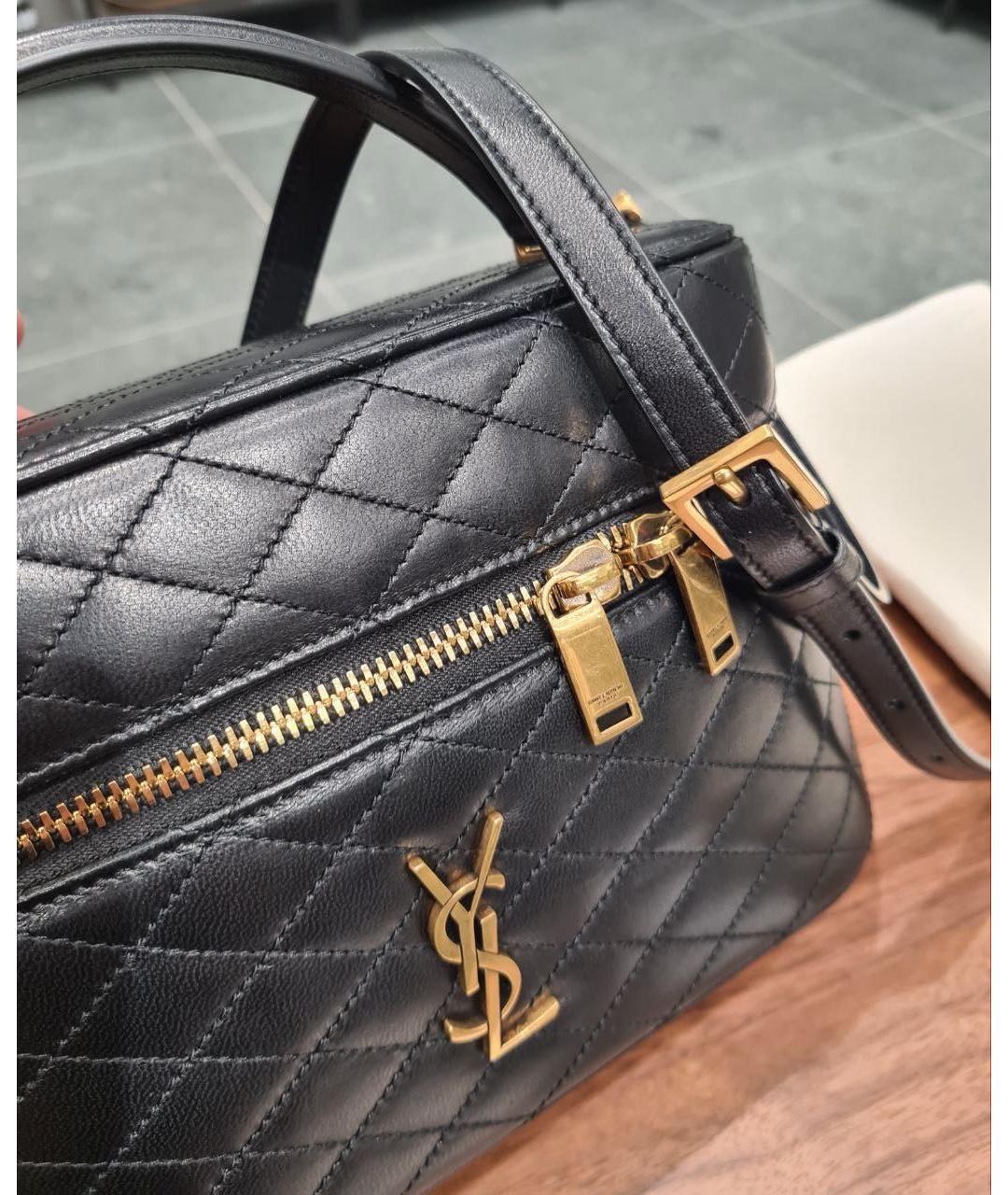 SAINT LAURENT Черная кожаная сумка с короткими ручками, фото 5