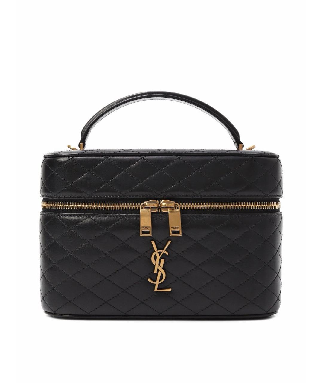 SAINT LAURENT Черная кожаная сумка с короткими ручками, фото 9