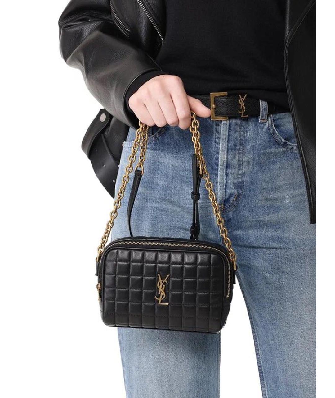 SAINT LAURENT Черная кожаная сумка через плечо, фото 8