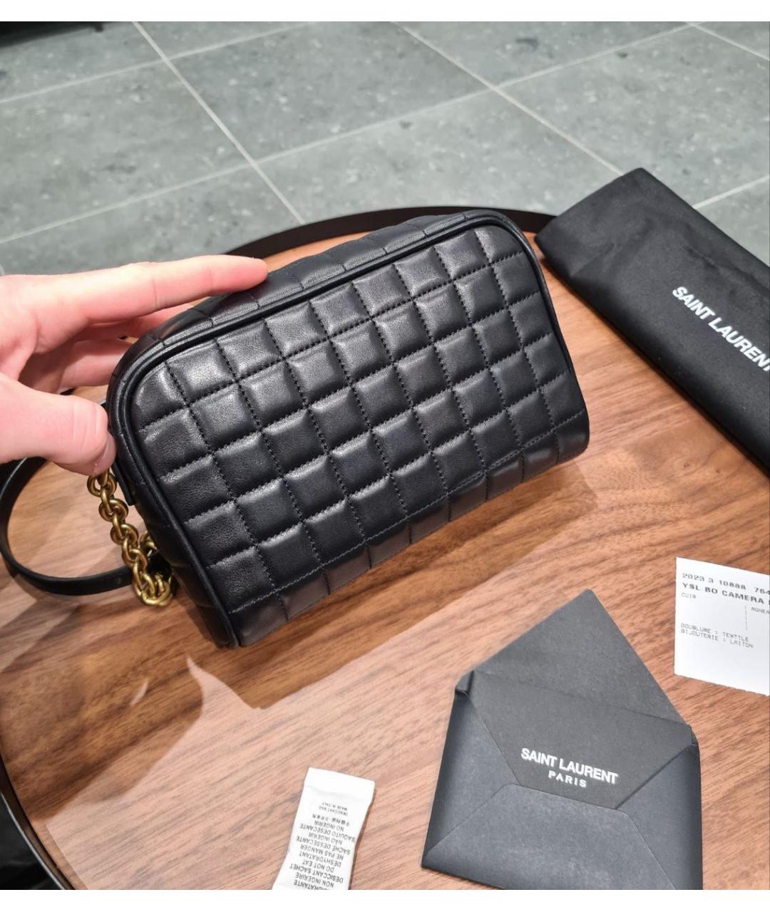 SAINT LAURENT Черная кожаная сумка через плечо, фото 7