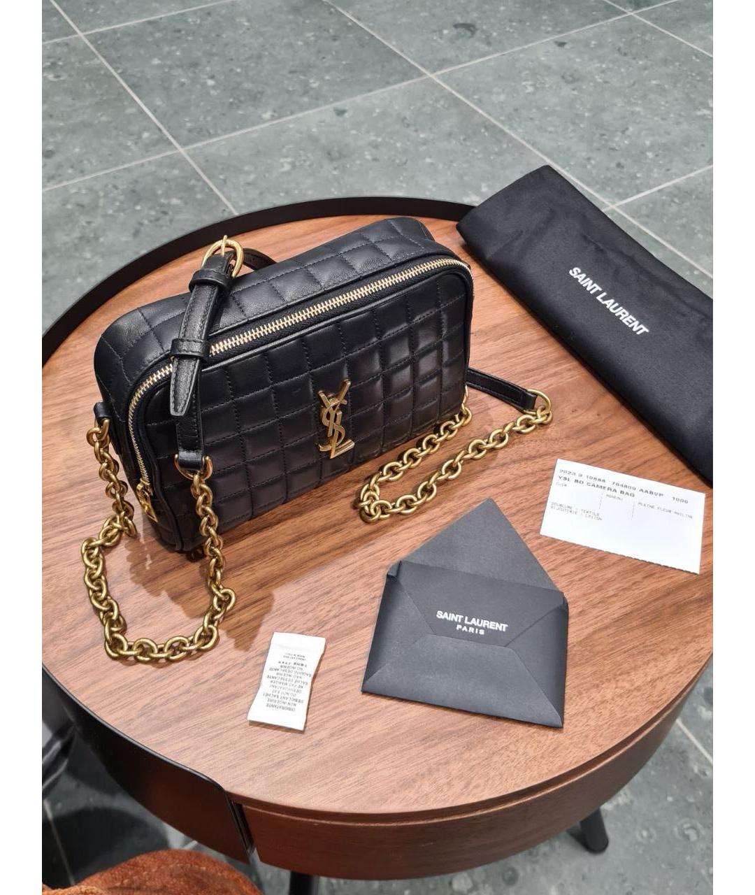 SAINT LAURENT Черная кожаная сумка через плечо, фото 3