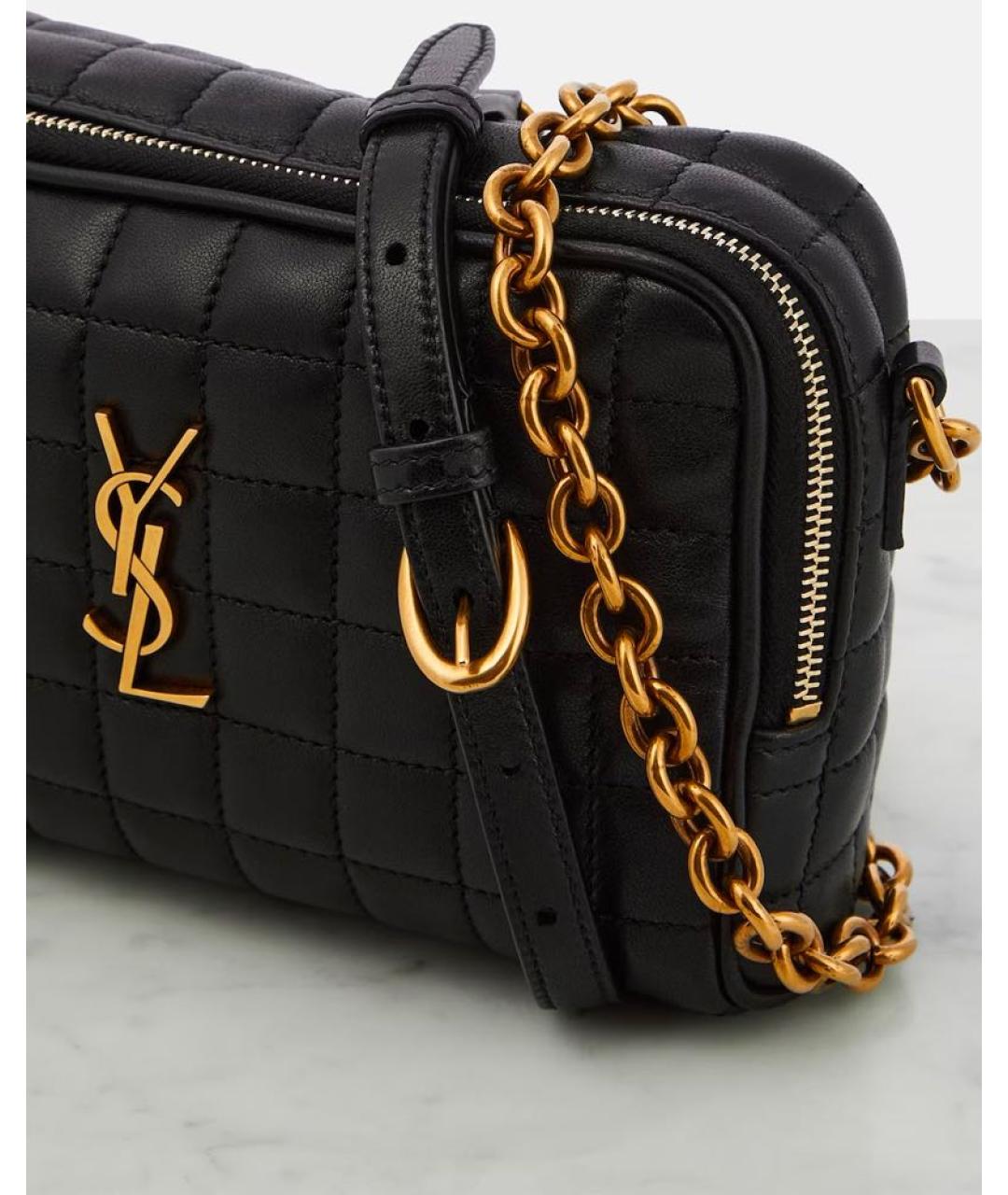SAINT LAURENT Черная кожаная сумка через плечо, фото 2