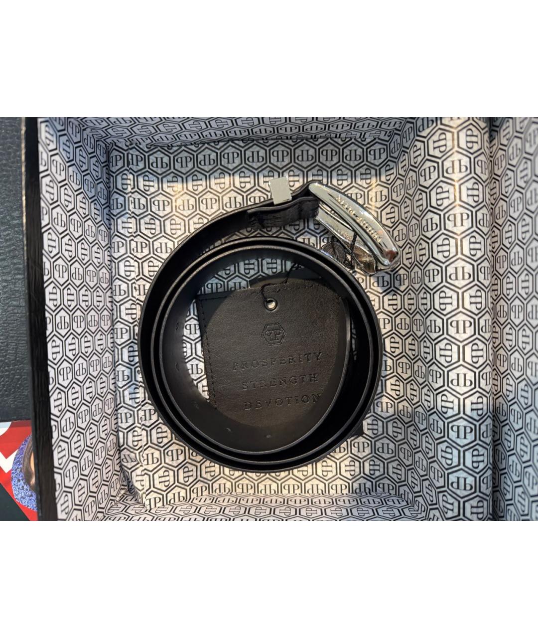 PHILIPP PLEIN Черный кожаный ремень, фото 3