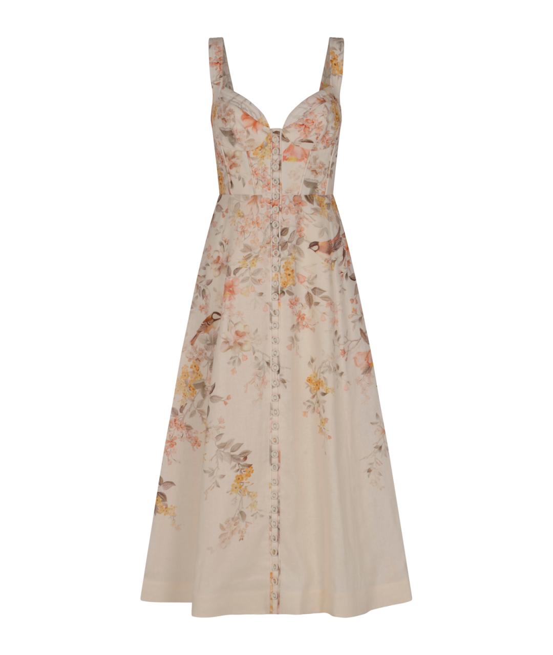 ZIMMERMANN Бежевое льняное повседневное платье, фото 1