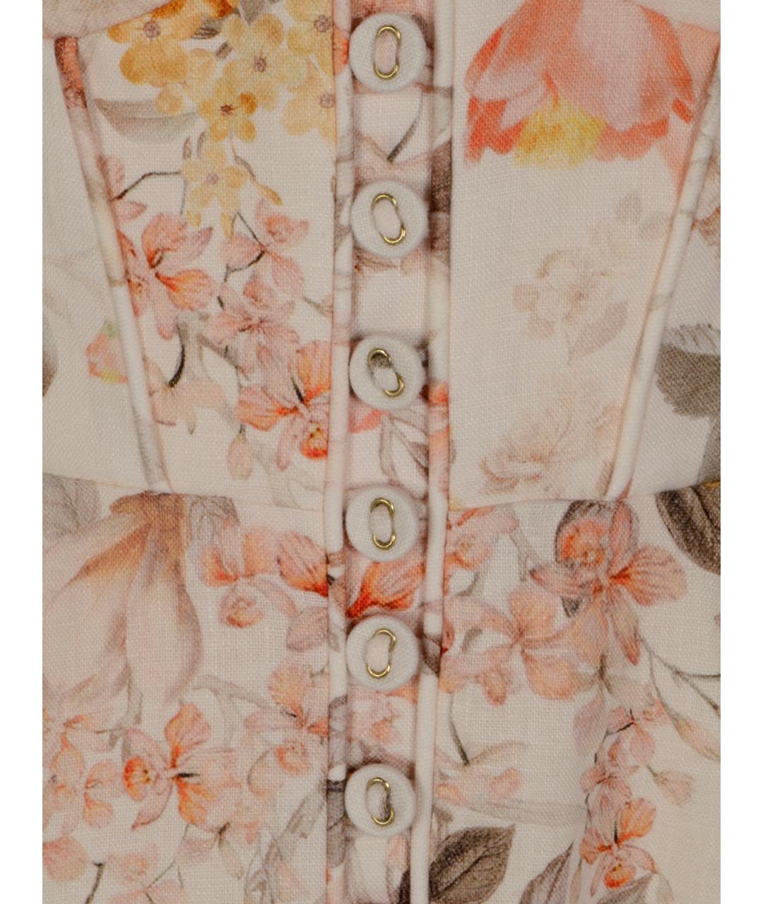 ZIMMERMANN Бежевое льняное повседневное платье, фото 3