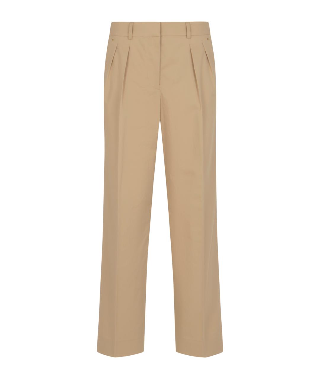 MONCLER Бежевые хлопковые прямые брюки, фото 1