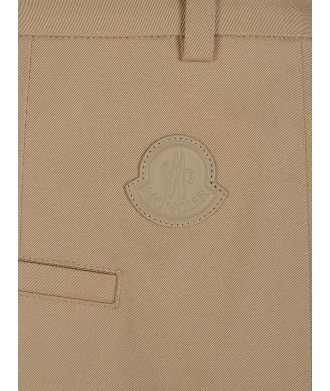MONCLER Бежевые хлопковые прямые брюки, фото 3
