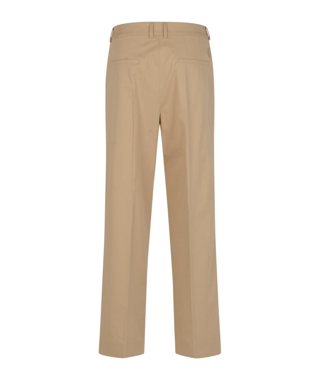 MONCLER Бежевые хлопковые прямые брюки, фото 2