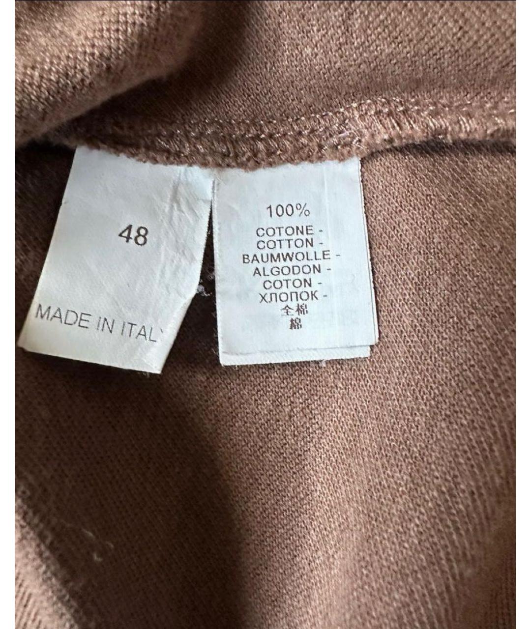 BRUNELLO CUCINELLI Коричневое хлопковое поло с коротким рукавом, фото 5