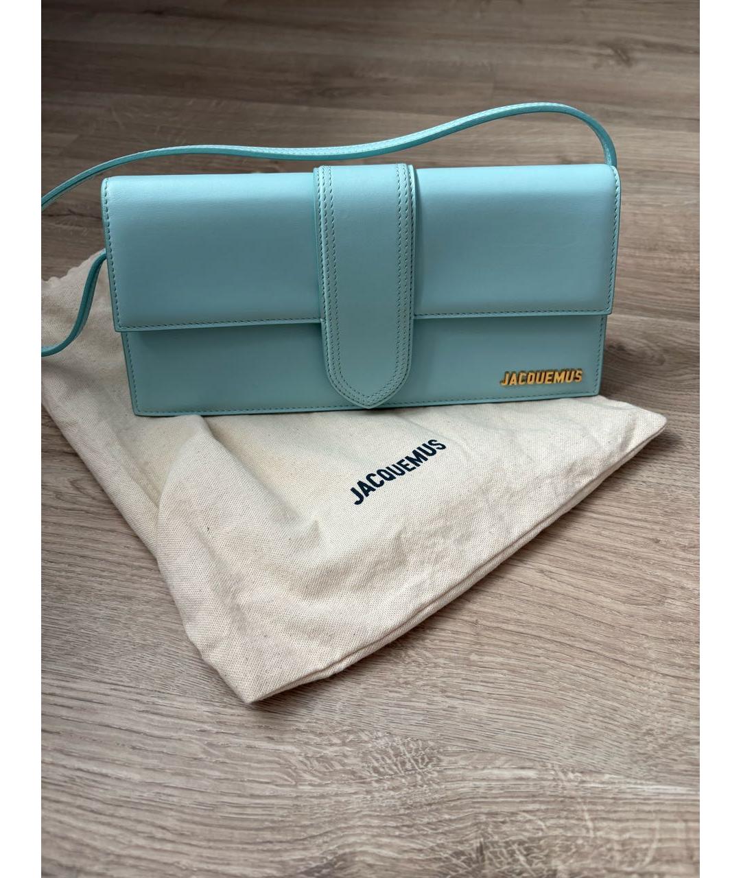 JACQUEMUS Бирюзовая кожаная сумка через плечо, фото 4