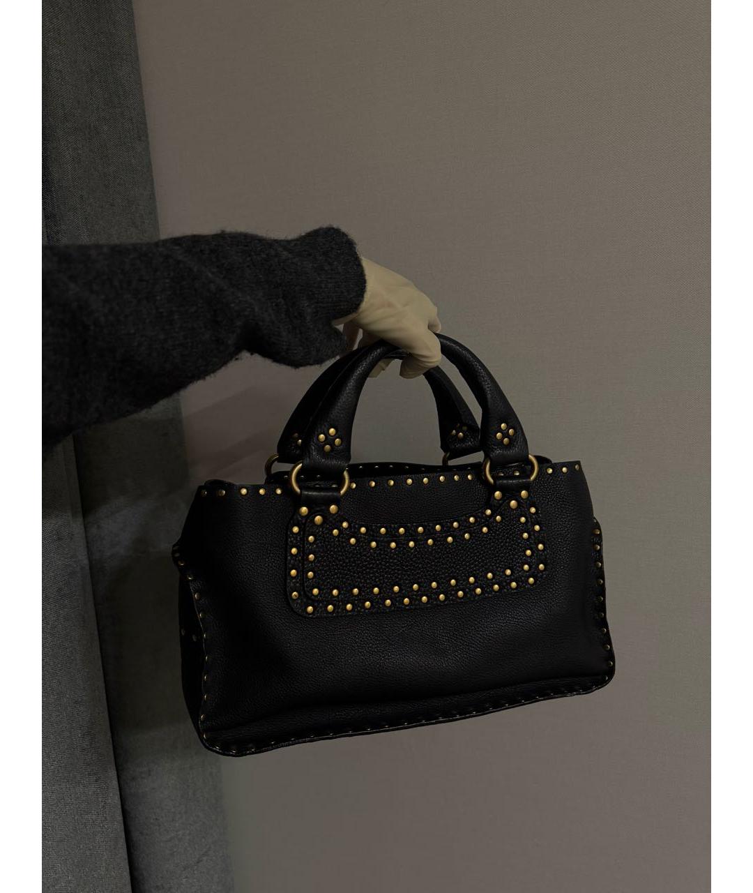 CELINE Черная кожаная сумка с короткими ручками, фото 2