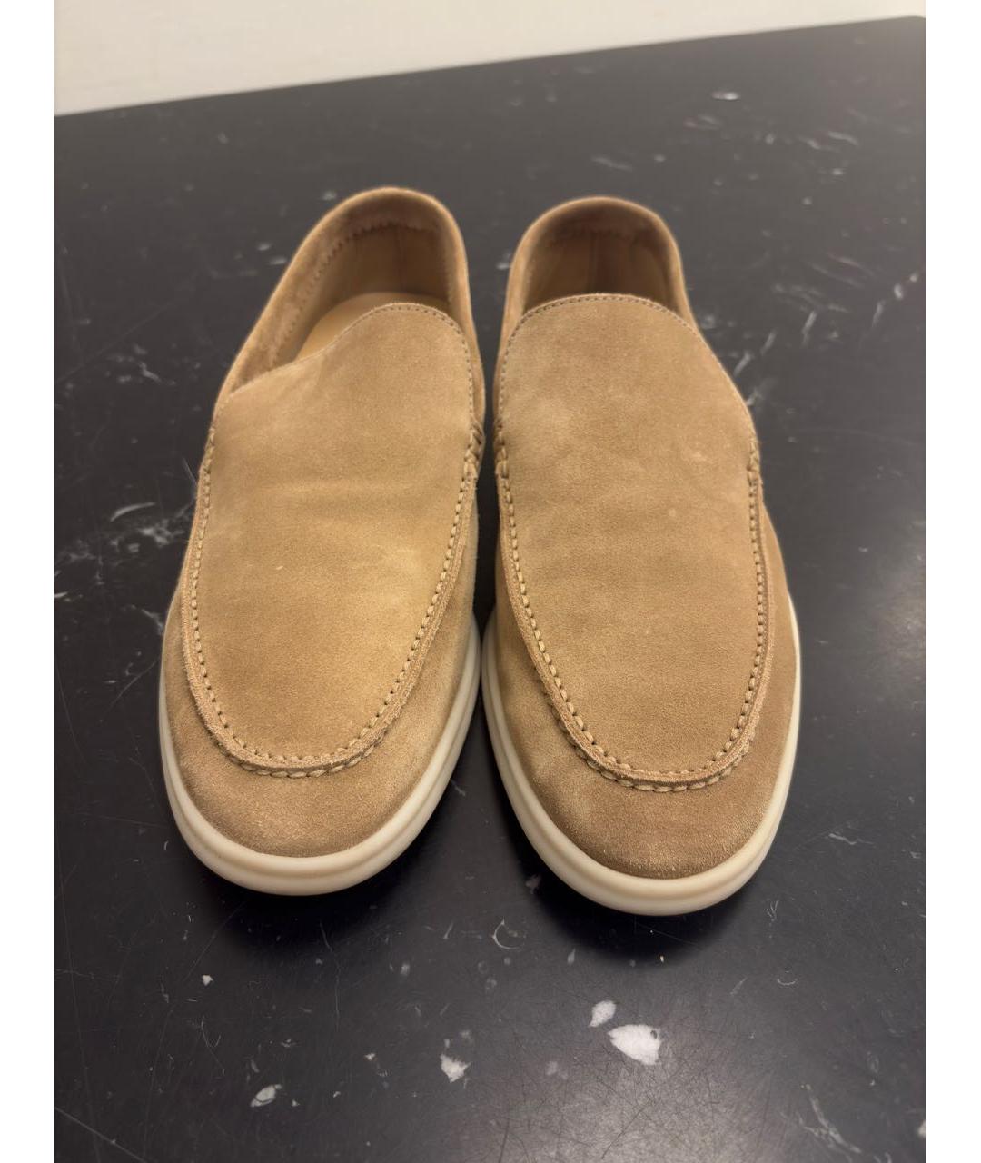 LORO PIANA Бежевые замшевые лоферы, фото 2
