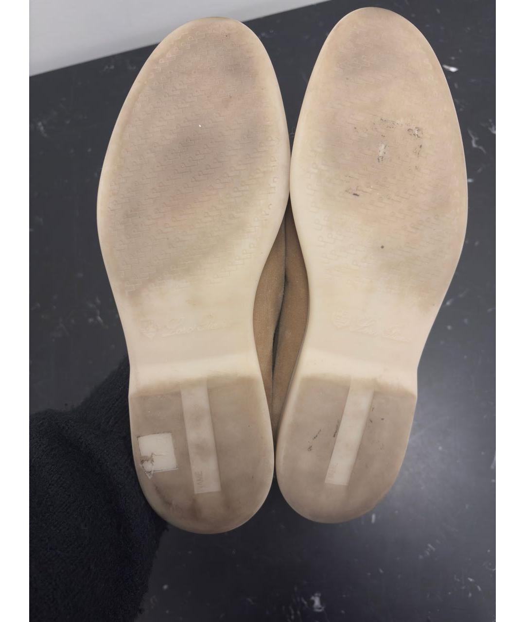 LORO PIANA Бежевые замшевые лоферы, фото 7