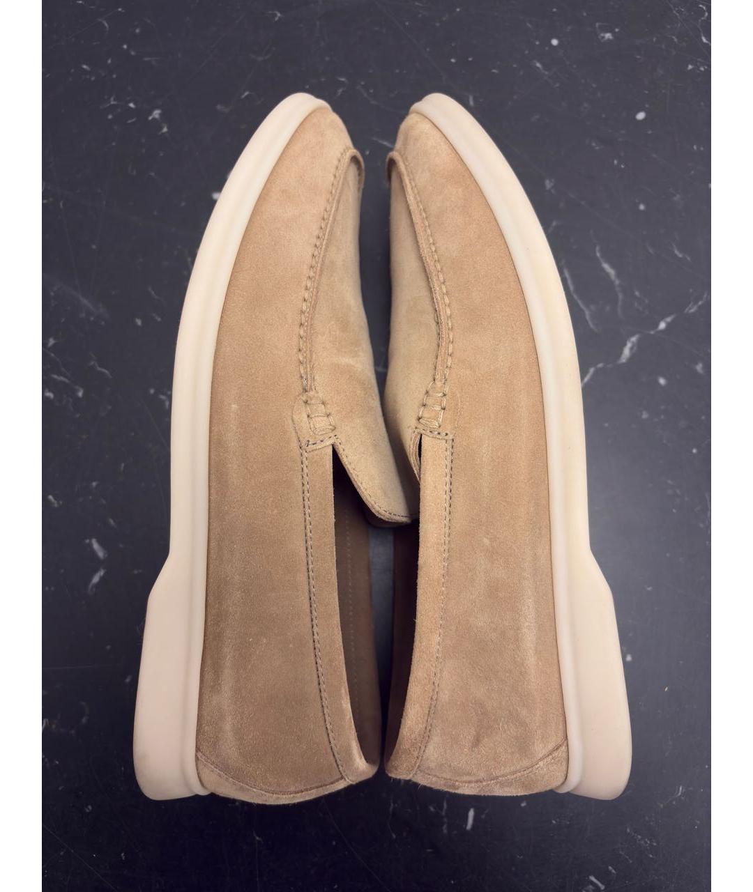 LORO PIANA Бежевые замшевые лоферы, фото 6