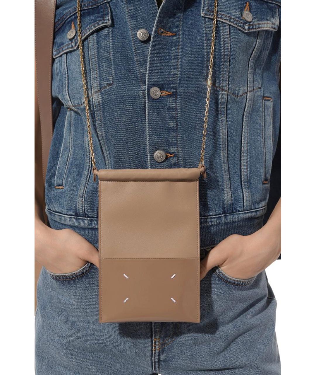 MAISON MARGIELA Бежевая кожаная сумка через плечо, фото 2