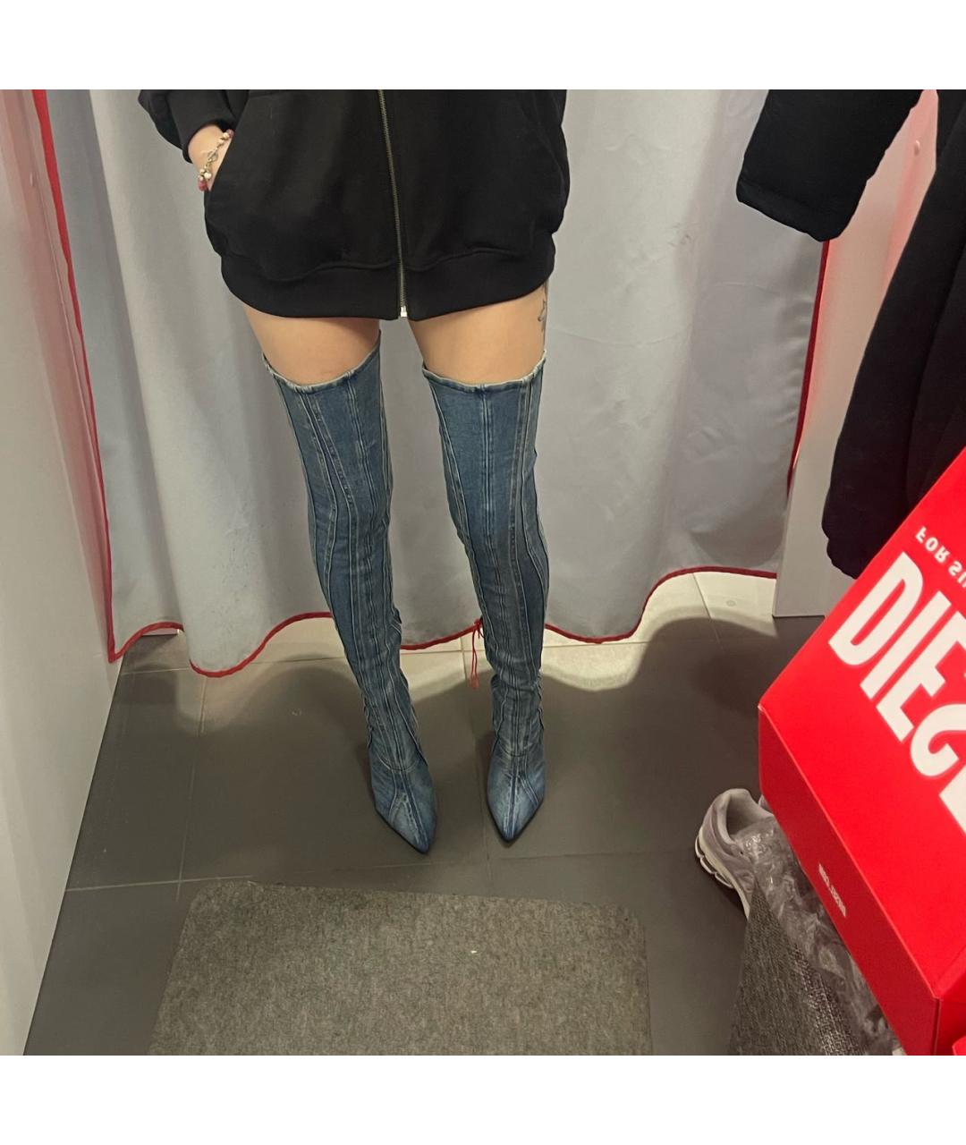 DIESEL Синие ботфорты, фото 7