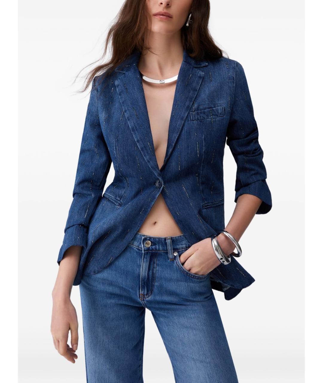 LIU JO Синий хлопковый жакет/пиджак, фото 4