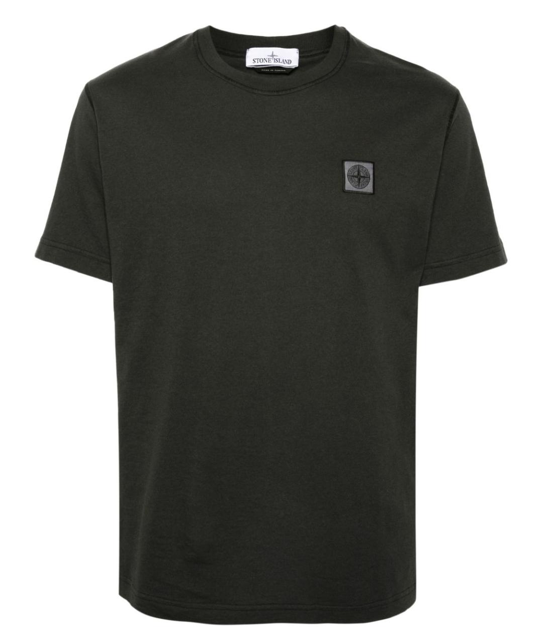 STONE ISLAND Черная хлопковая футболка, фото 1