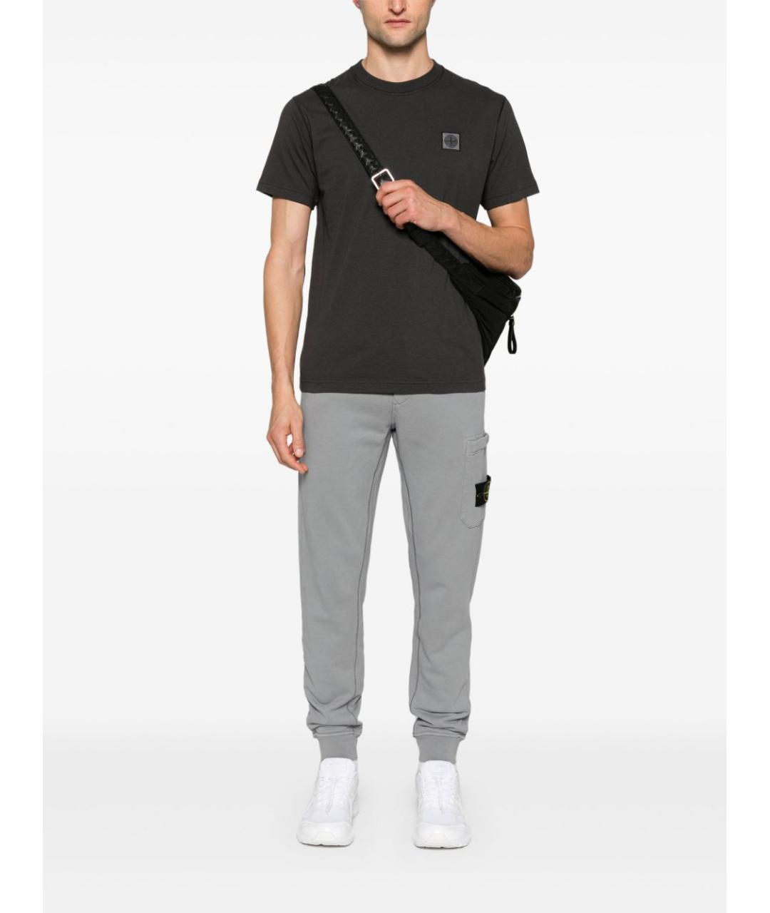 STONE ISLAND Черная хлопковая футболка, фото 3