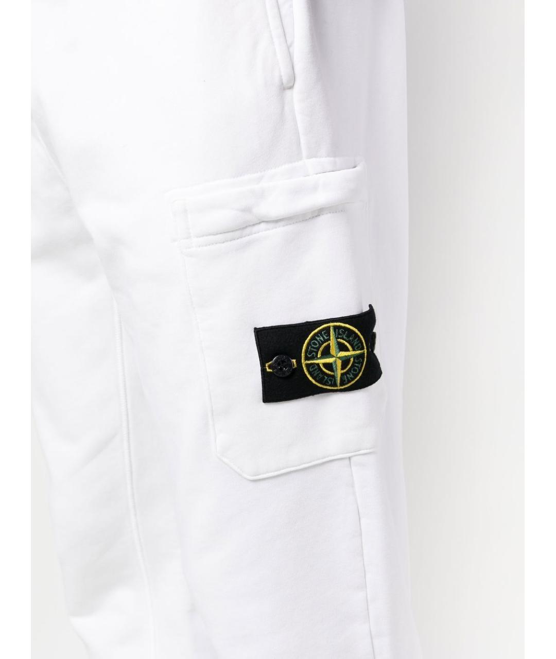 STONE ISLAND Белые хлопковые повседневные брюки, фото 4