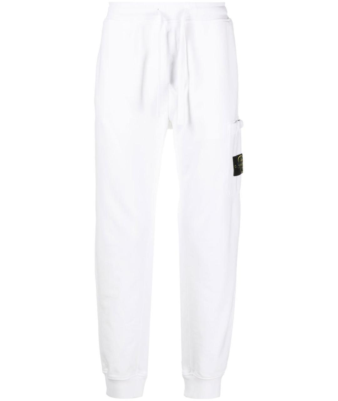 STONE ISLAND Белые хлопковые повседневные брюки, фото 1