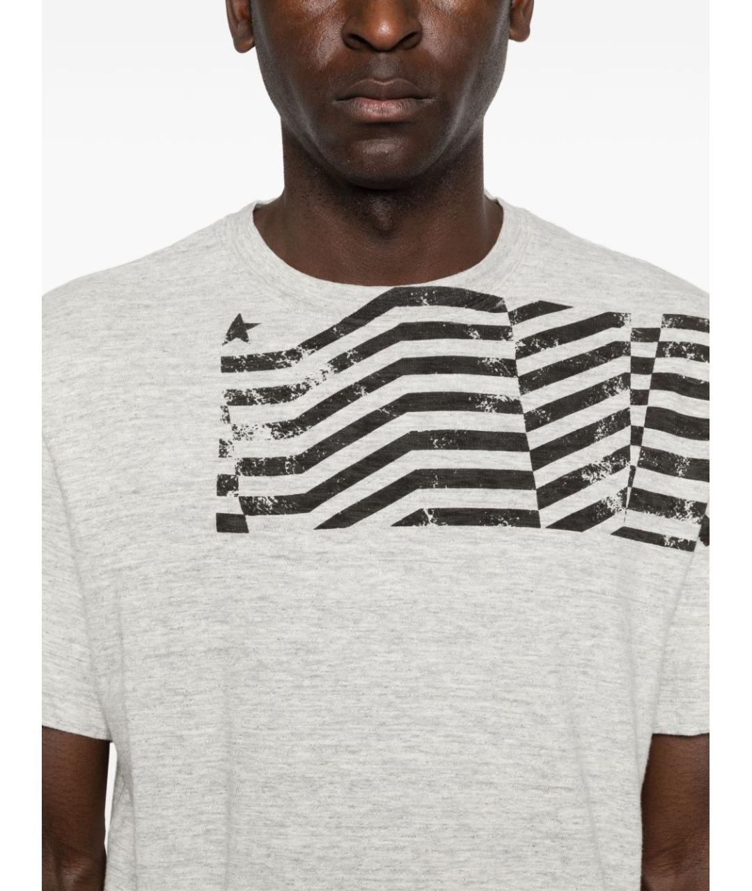 GOLDEN GOOSE DELUXE BRAND Серая хлопковая футболка, фото 4