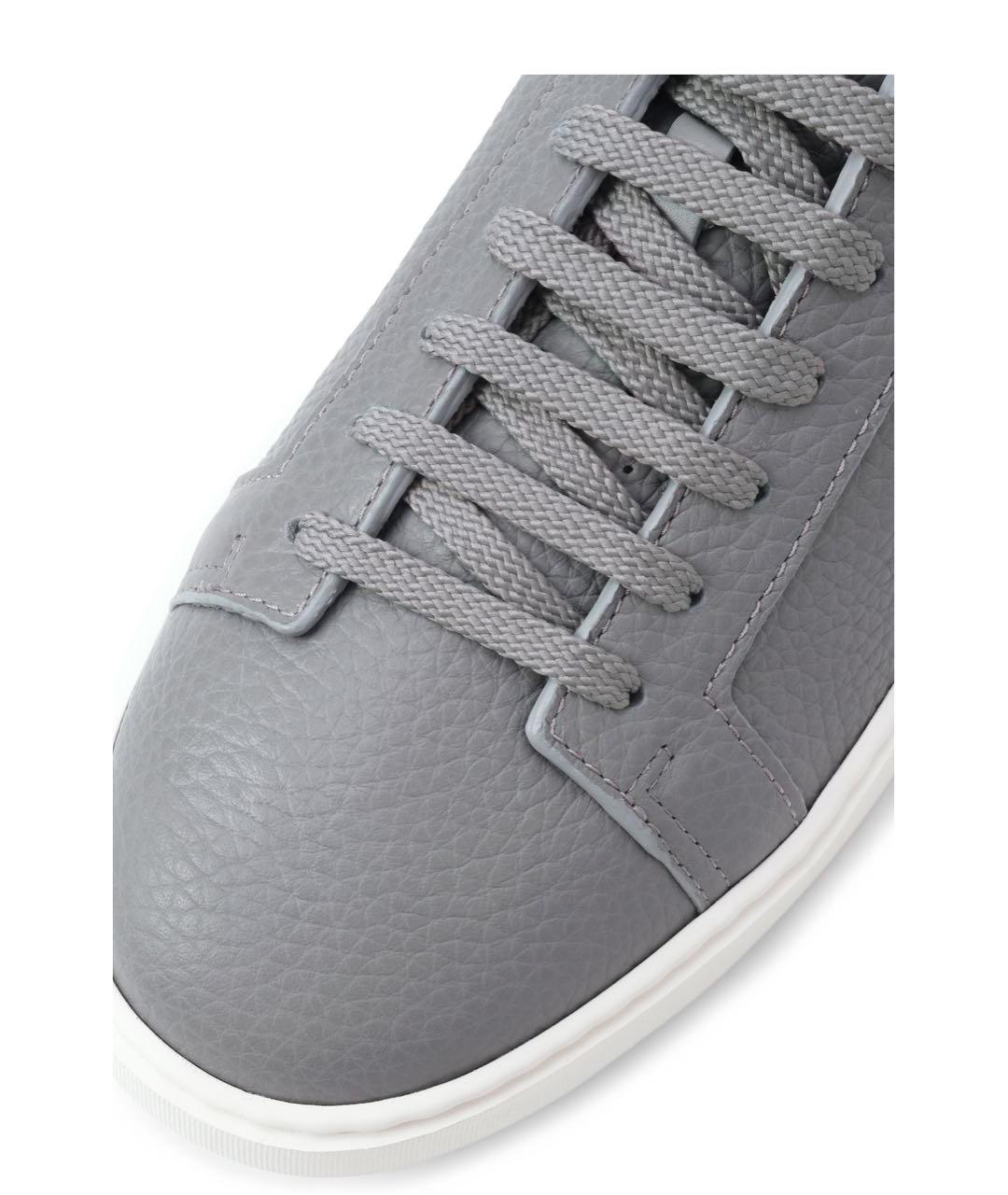 SANTONI Серые кожаные низкие кроссовки / кеды, фото 6