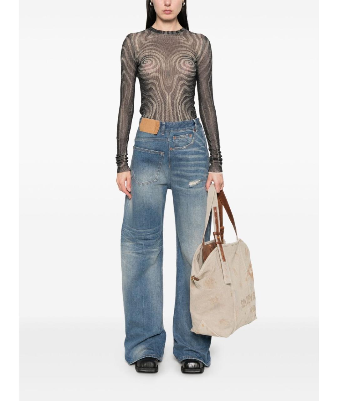 MM6 MAISON MARGIELA Синие хлопковые джинсы клеш, фото 3