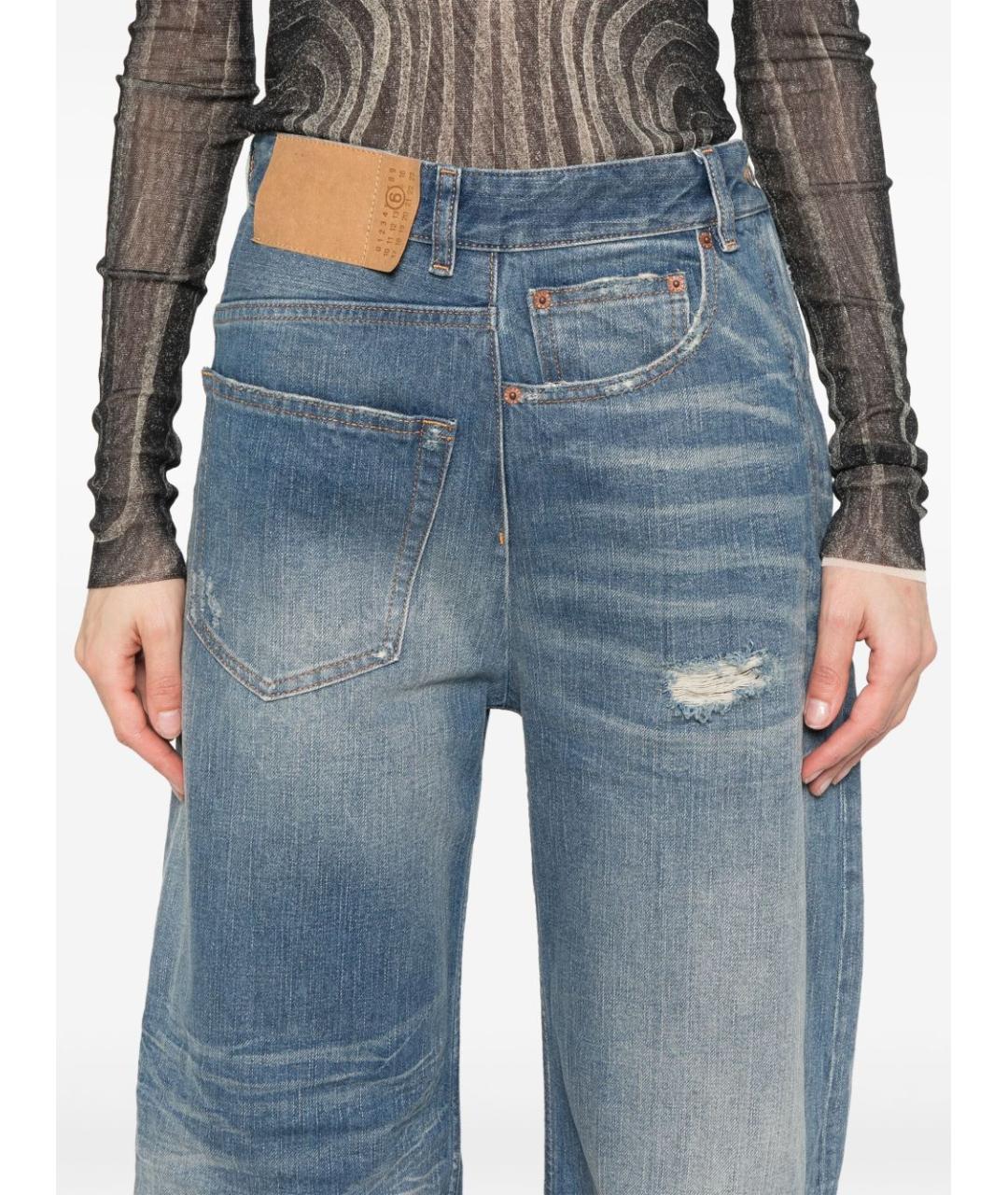 MM6 MAISON MARGIELA Синие хлопковые джинсы клеш, фото 4