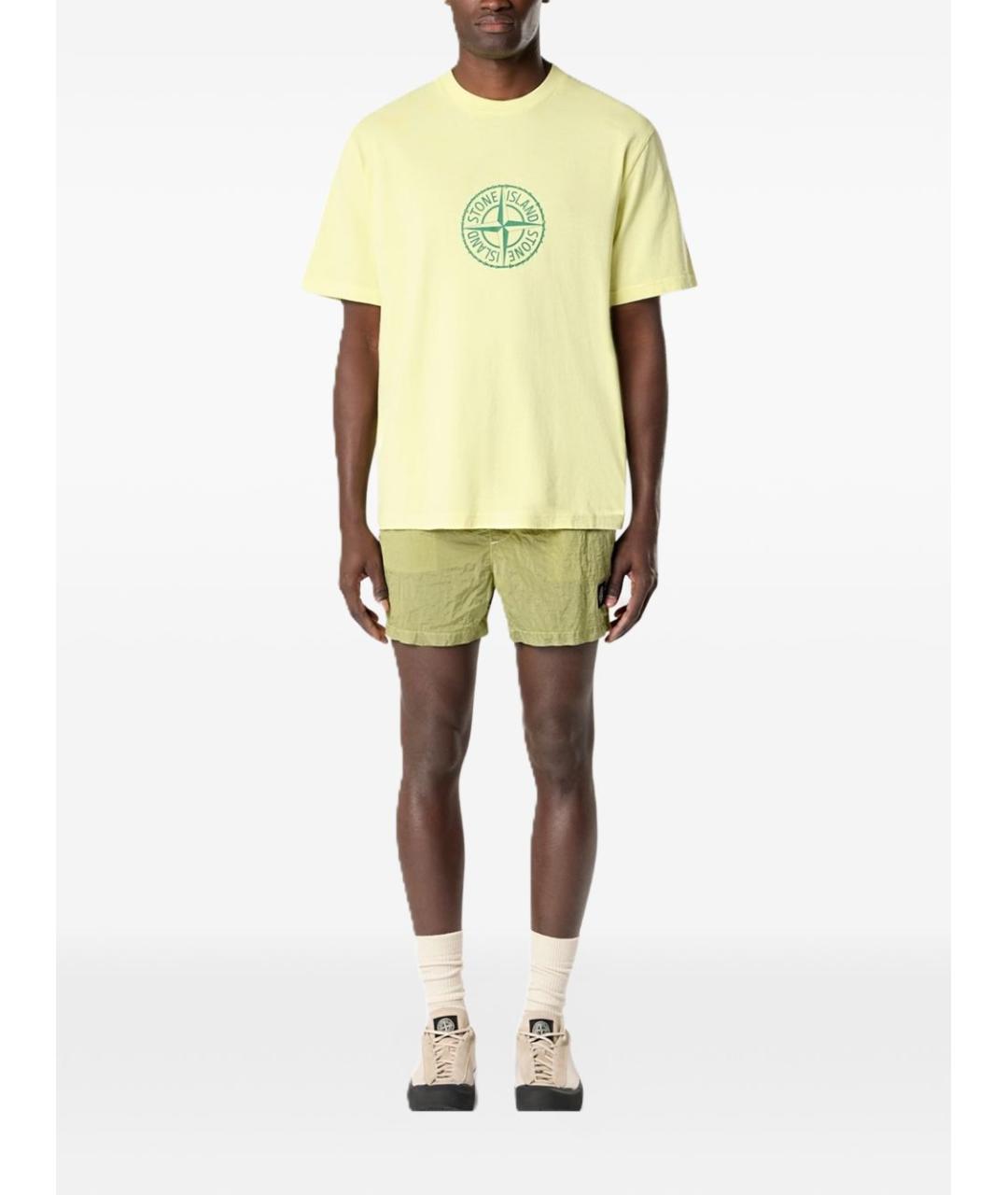 STONE ISLAND Желтая хлопковая футболка, фото 2