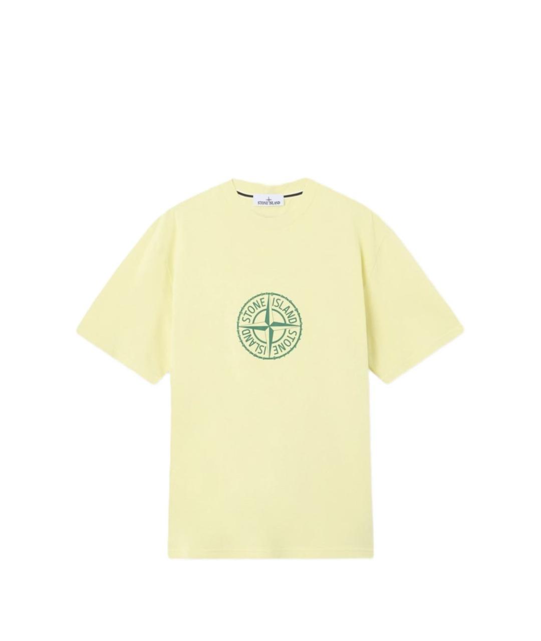 STONE ISLAND Желтая хлопковая футболка, фото 1