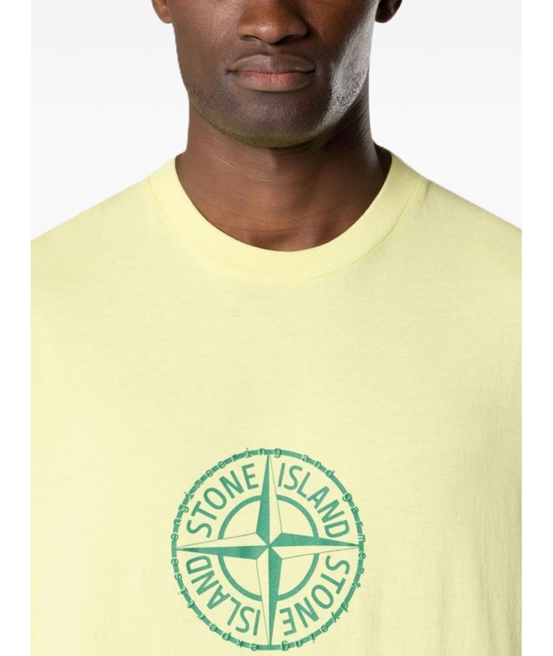 STONE ISLAND Желтая хлопковая футболка, фото 3