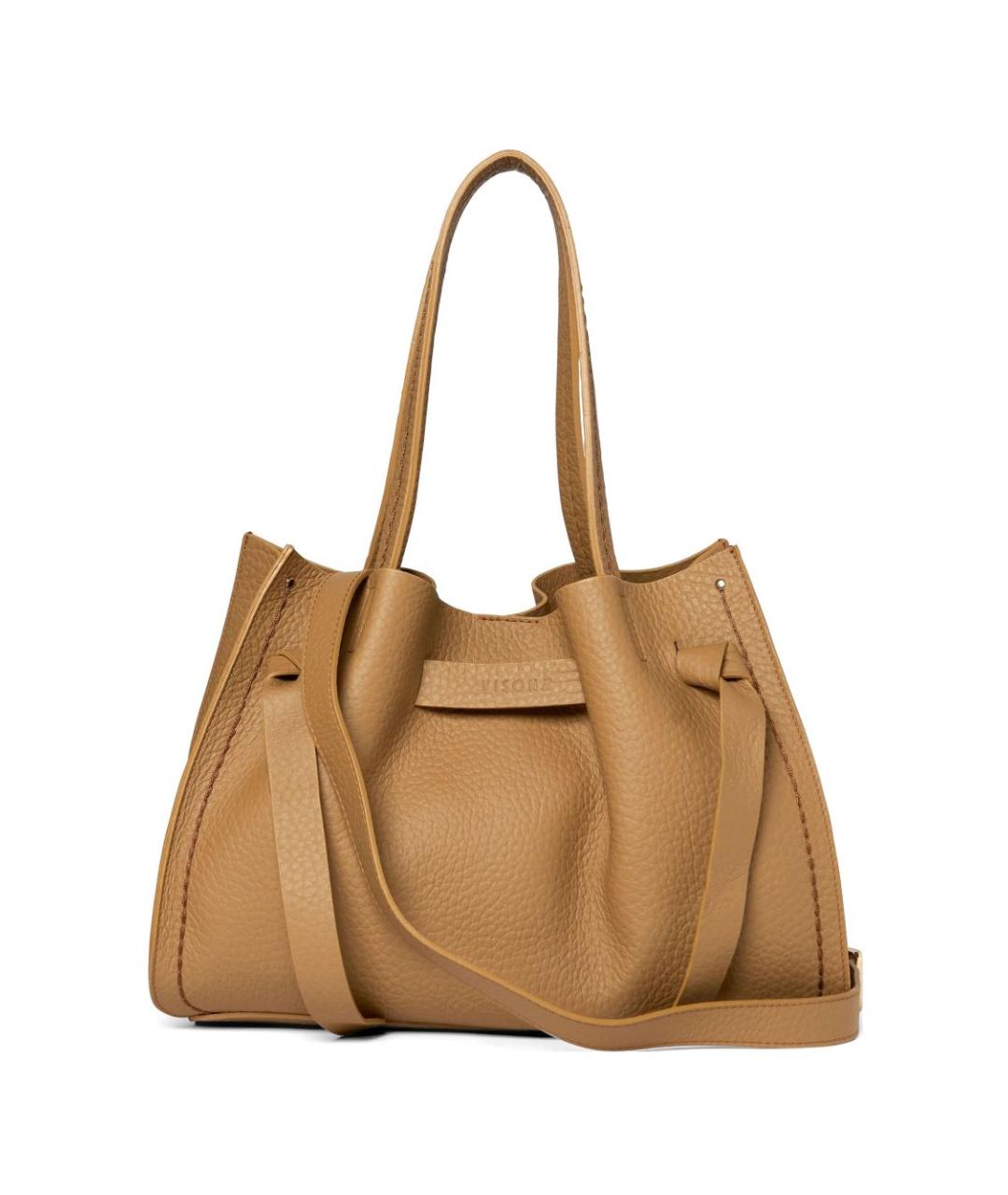 VISONA Коричневая кожаная сумка тоут, фото 1