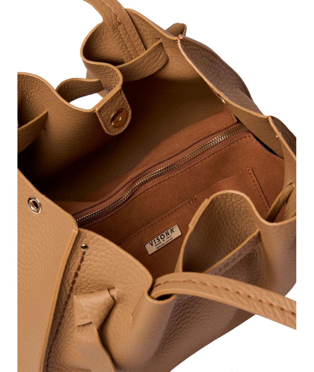 VISONA Коричневая кожаная сумка тоут, фото 3