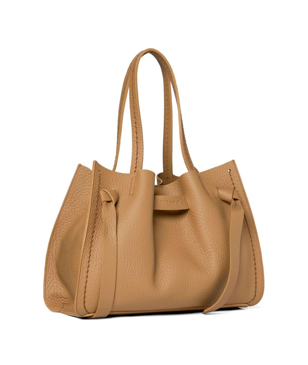 VISONA Коричневая кожаная сумка тоут, фото 4