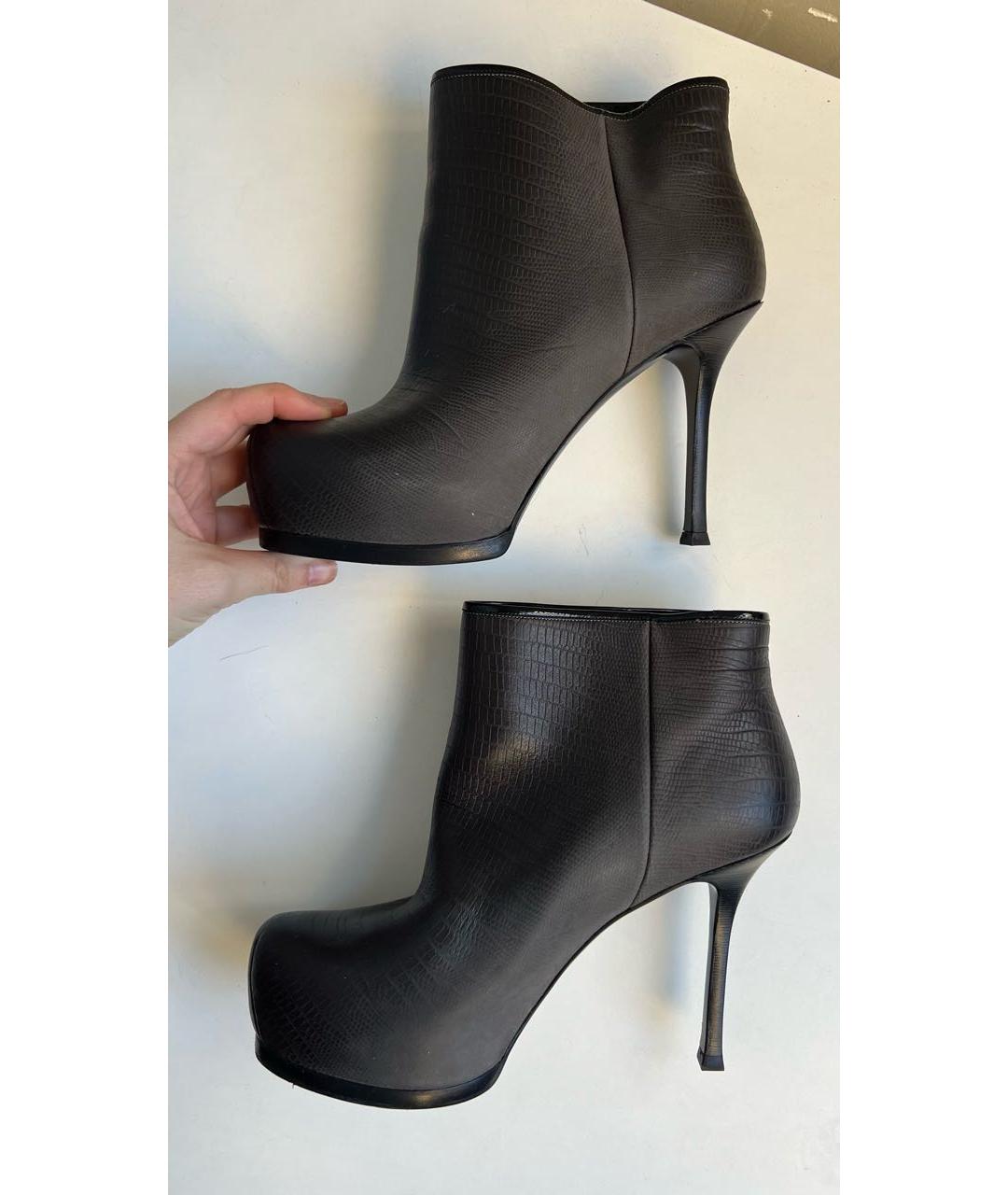 SAINT LAURENT Черные кожаные ботильоны, фото 8