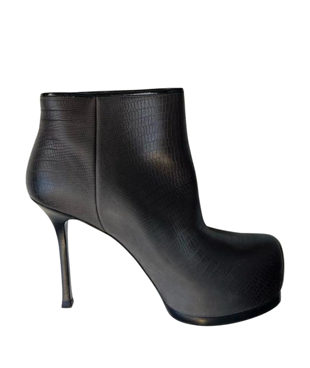 SAINT LAURENT Черные кожаные ботильоны, фото 1