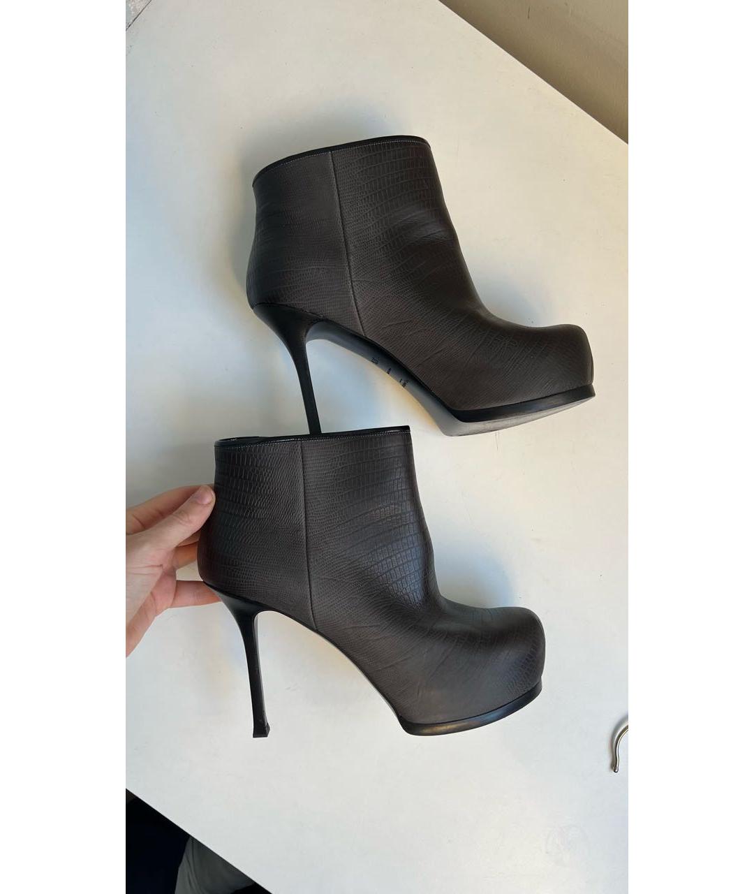 SAINT LAURENT Черные кожаные ботильоны, фото 7