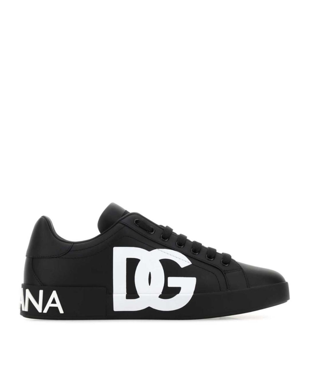 DOLCE&GABBANA Черные кожаные низкие кроссовки / кеды, фото 1