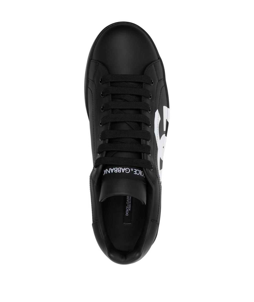 DOLCE&GABBANA Черные кожаные низкие кроссовки / кеды, фото 2