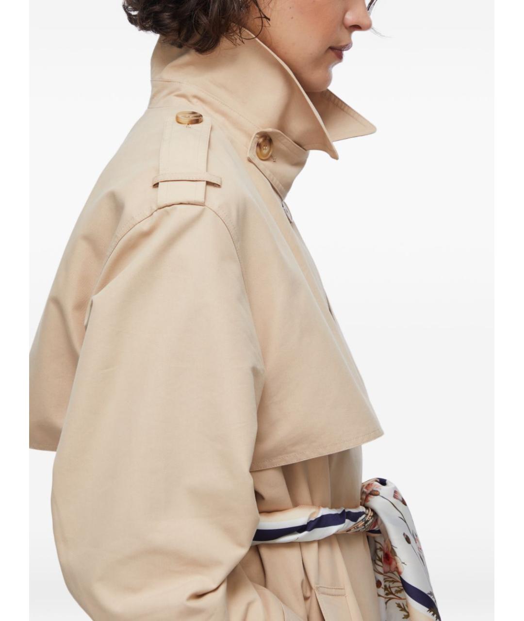 LIU JO Бежевый хлопковый тренч/плащ, фото 4