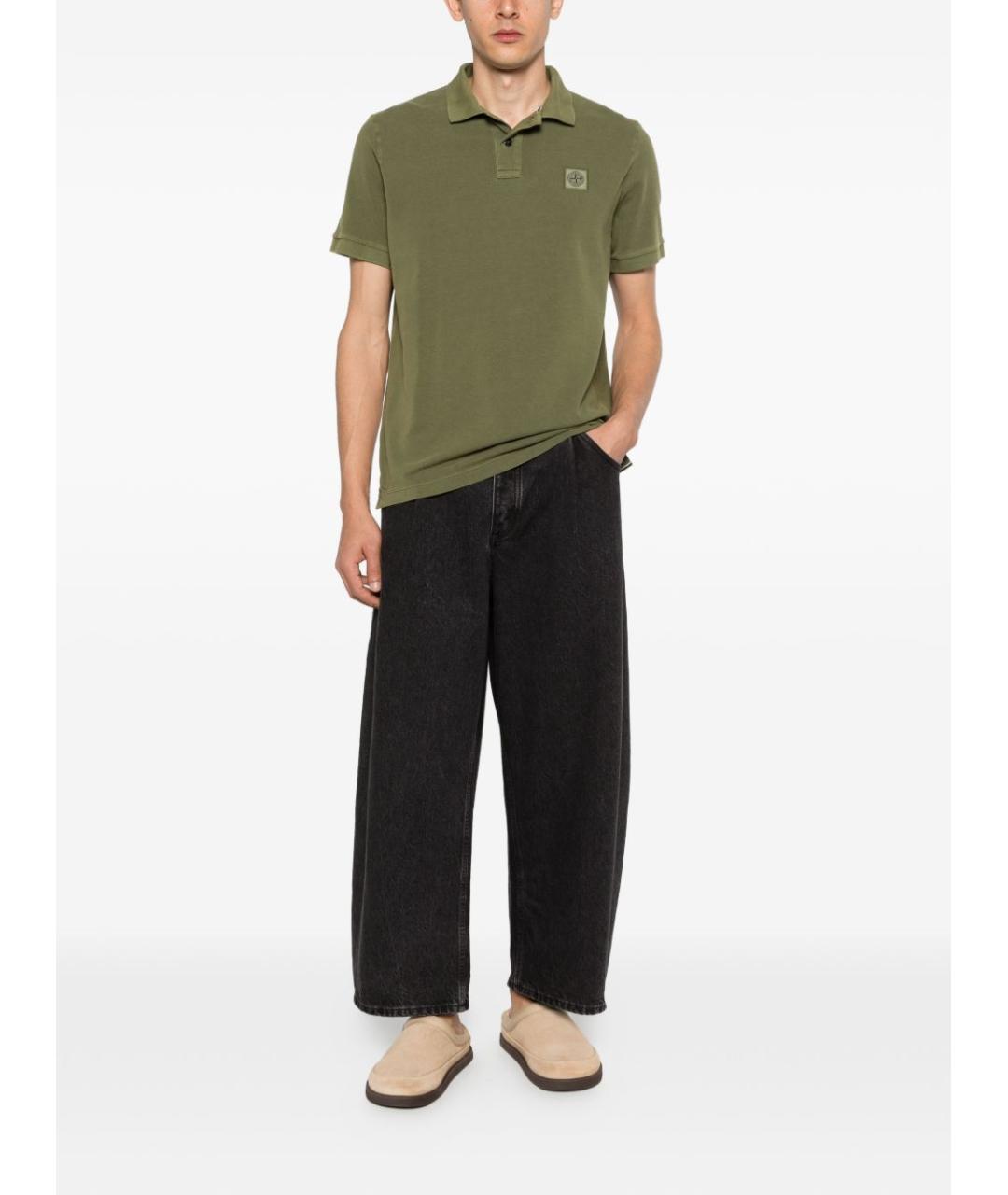 STONE ISLAND Зеленая хлопковая футболка, фото 3