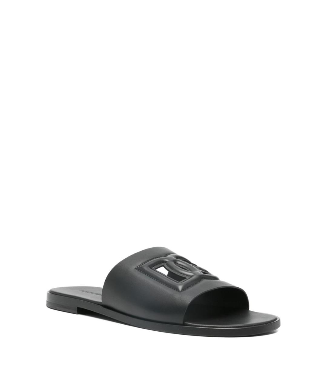 DOLCE&GABBANA Черные кожаные сандалии, фото 3